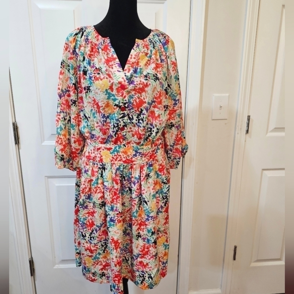 Eliza J Dress paint splatter size 4 summer,cottagecore,Artsy Floral